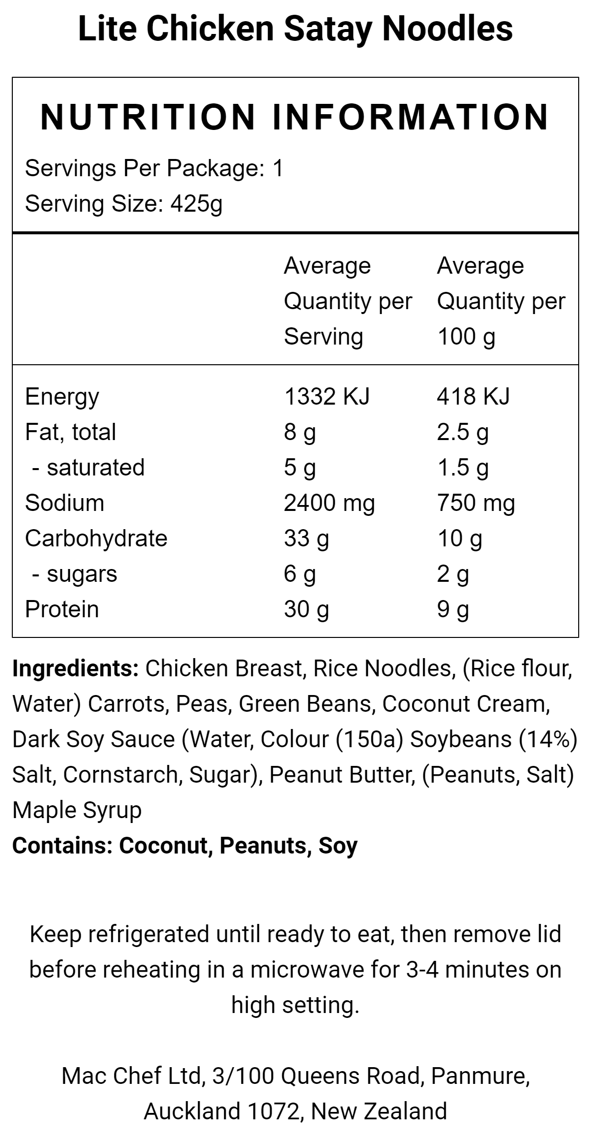 Lite Chicken Satay Noodles