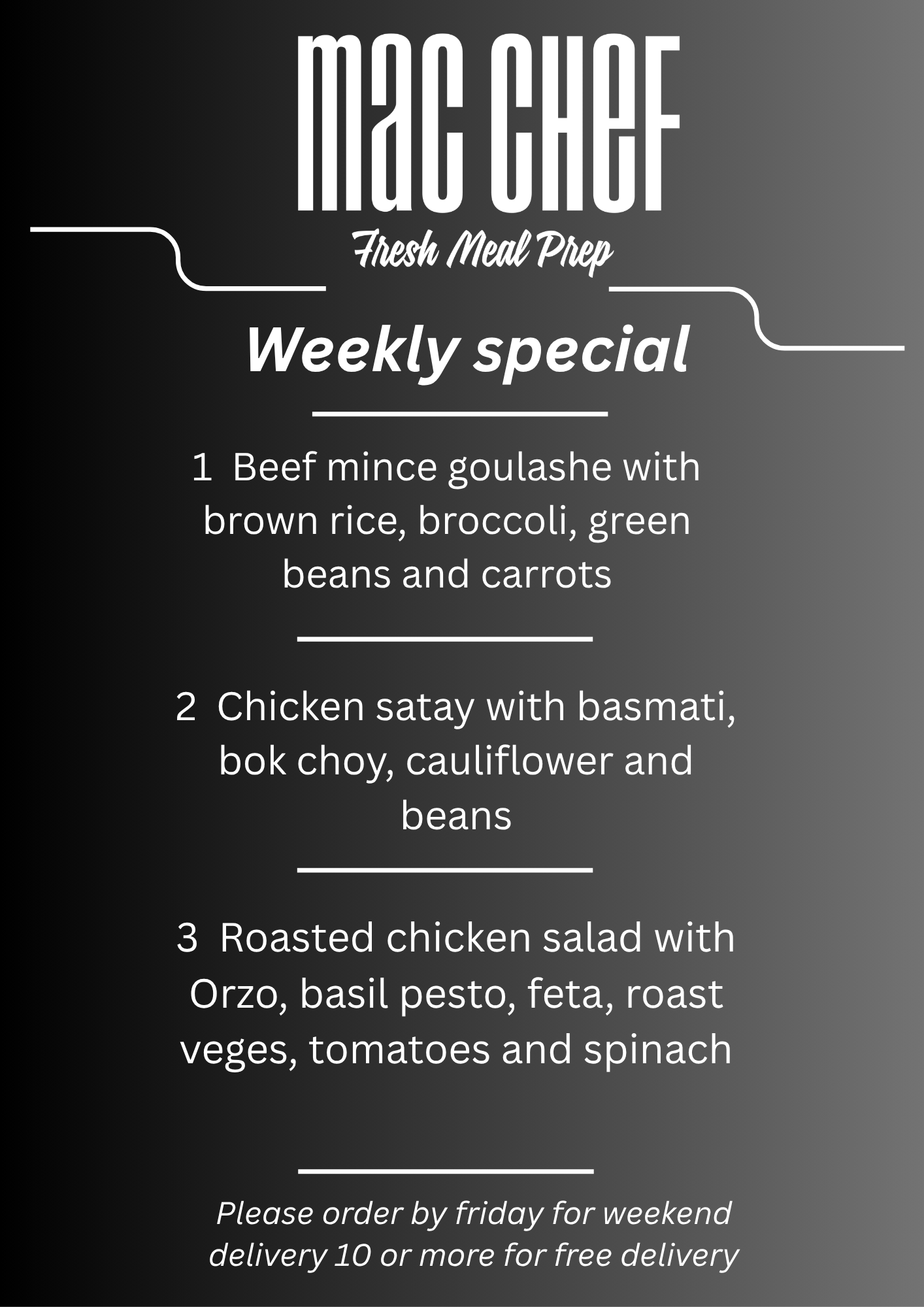 Our Weekly Specials Menu
